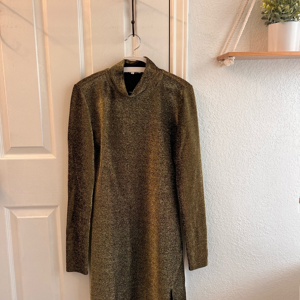 Reformation Hermia knit dress in gold sparkle